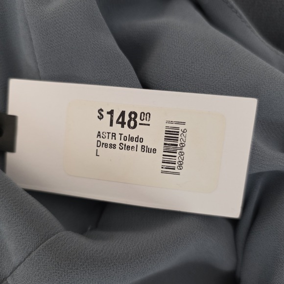 ASTR The Label Toledo Gray Satin Ruched Halter Maxi Dress Womens Sz Large NEW - Picture 13 of 13